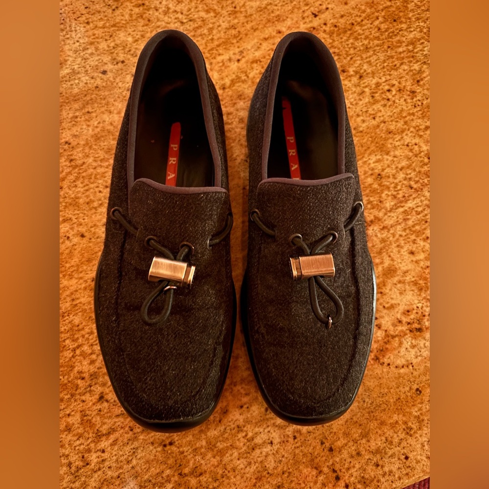Prada Charcoal Wool Women’s Loafers
